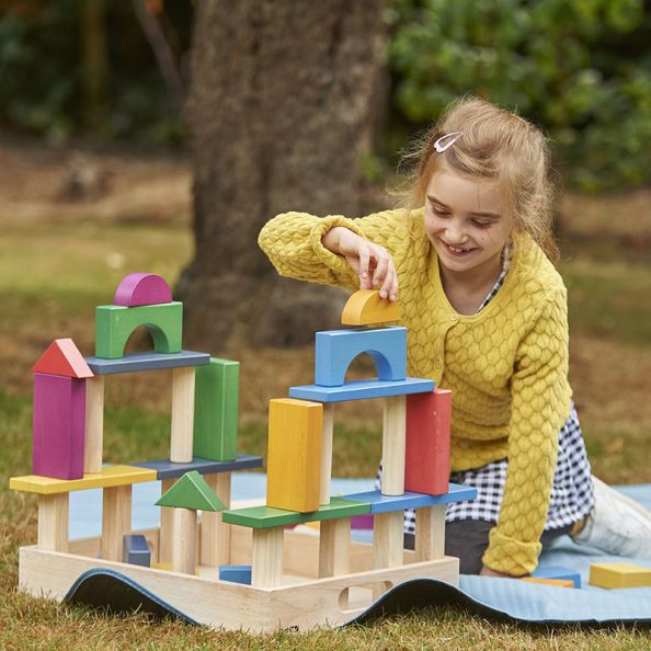 Rainbow Wooden Jumbo Block Set | Creative Activity