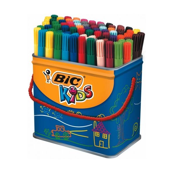 Bic Kids Visa Colouring Felt Tip Pens Assorted Colours Drum 84