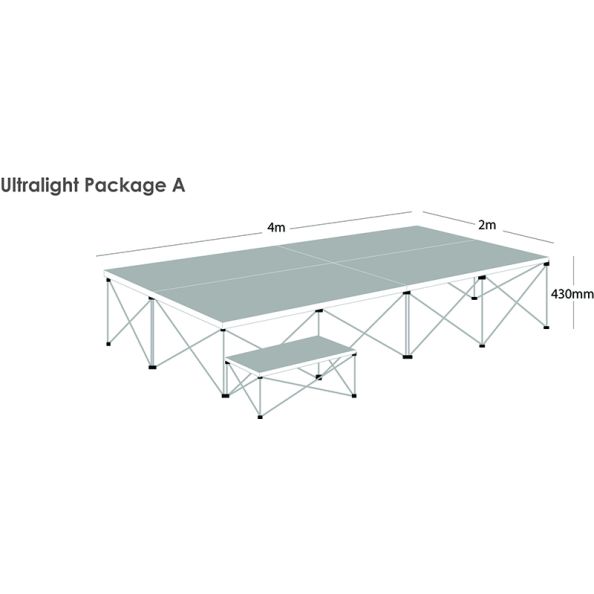 Alu Lite Staging Package A with Carpet Deck Covering - 4x2m | Creative Activity