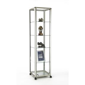 Premium Glazed Display Tower Unit H1932 x W500 x D500mm Silver | Creative Activity