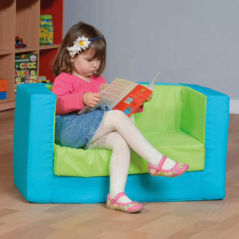 Primary Cube Sofa Lime Aqua Creative Activity